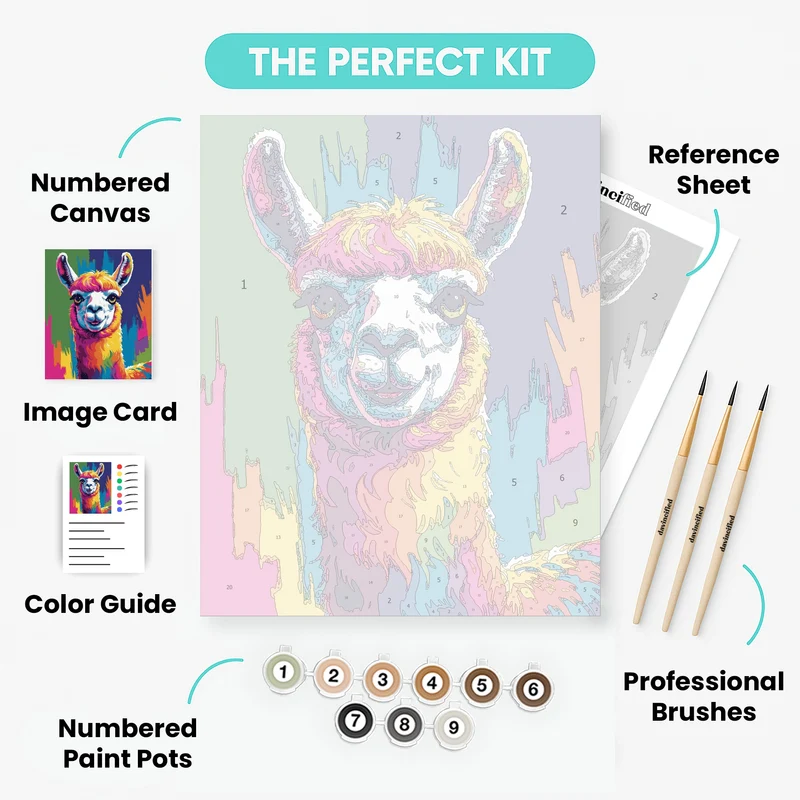 Vibrant Rainbow Llama - Paint by Numbers Kit
