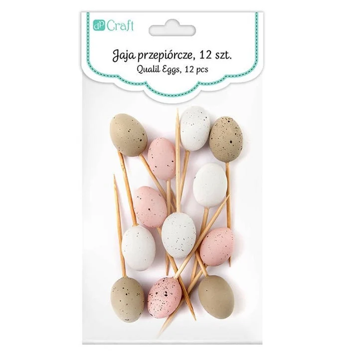Set of 12 Small Colorful Eggs on Picks