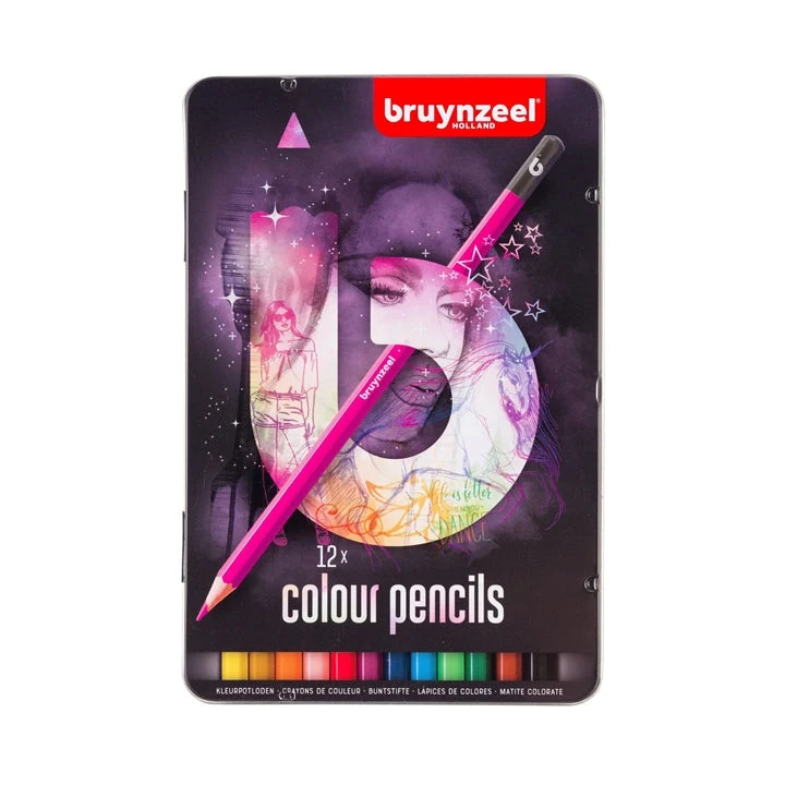 bruynzeel Set of Colored Pencils in a Tin Box, Pink