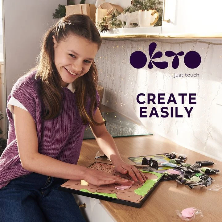 OKTO Air-Dry Clay Painting, 30 x 30 cm, Panda