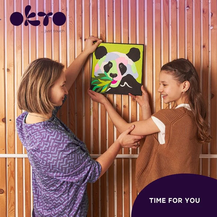 OKTO Air-Dry Clay Painting, 30 x 30 cm, Panda
