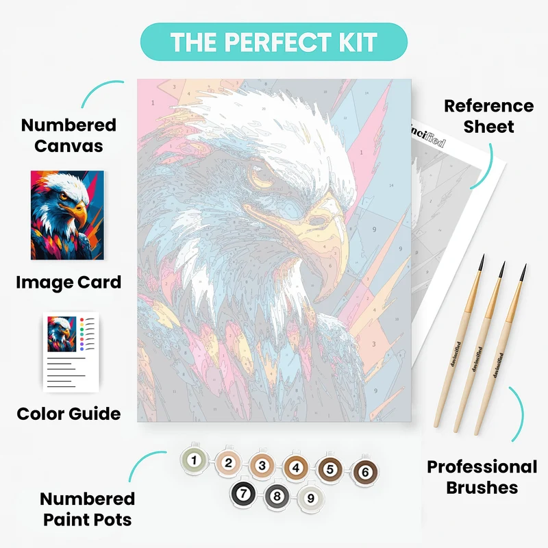 Majestic Eagle in Bold Colors - Paint by Numbers Kit