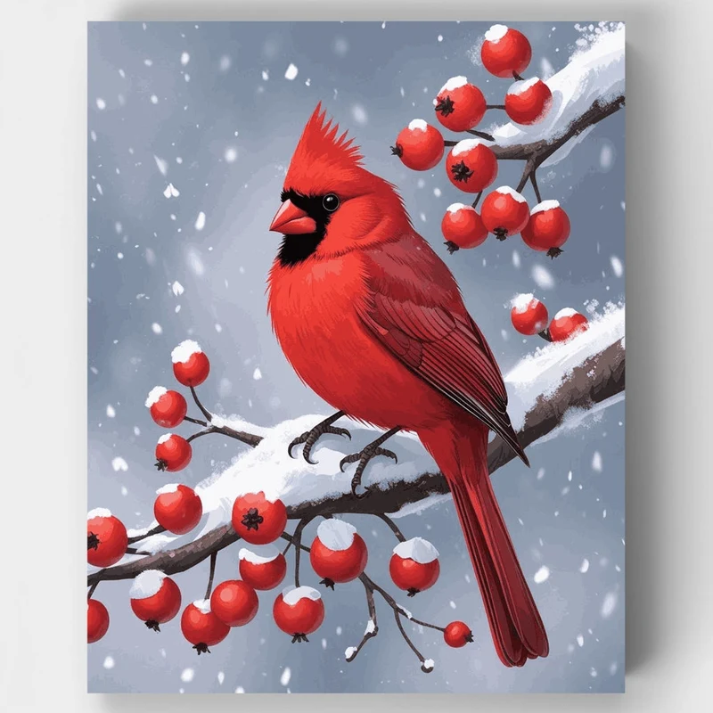 Cardinal in Winter - Paint by Numbers Kit