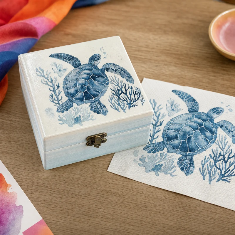Decoupage Napkins With Sea Creature Motifs