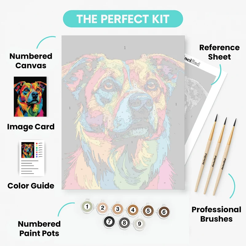 Colorful Rainbow Dog - Paint by Numbers Kit