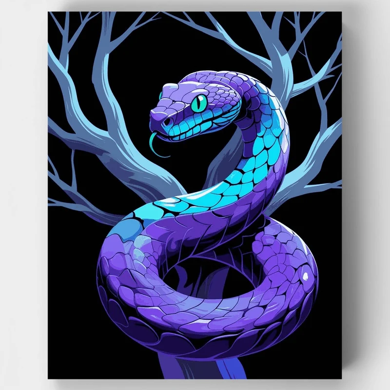 Purple and Blue Snake - Paint by Numbers Kit