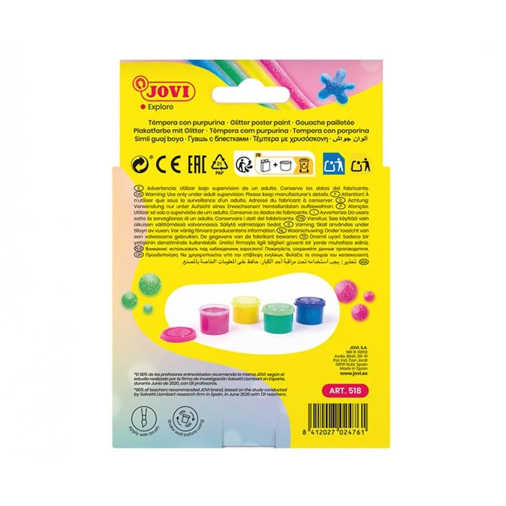 JOVI Glitter Tempera Paints, Set of 4, 4 × 35 ml