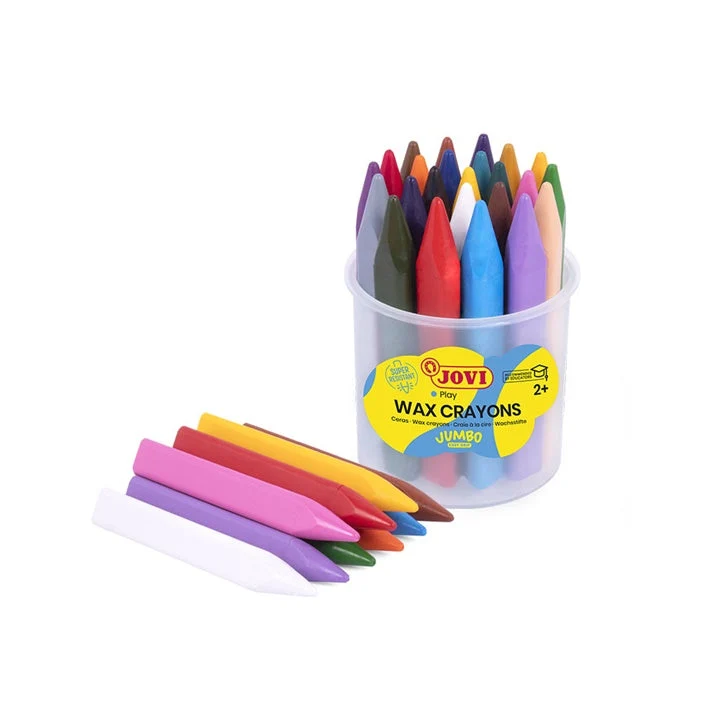 JOVI Triangular Wax Crayons in a Tub, Set of 24