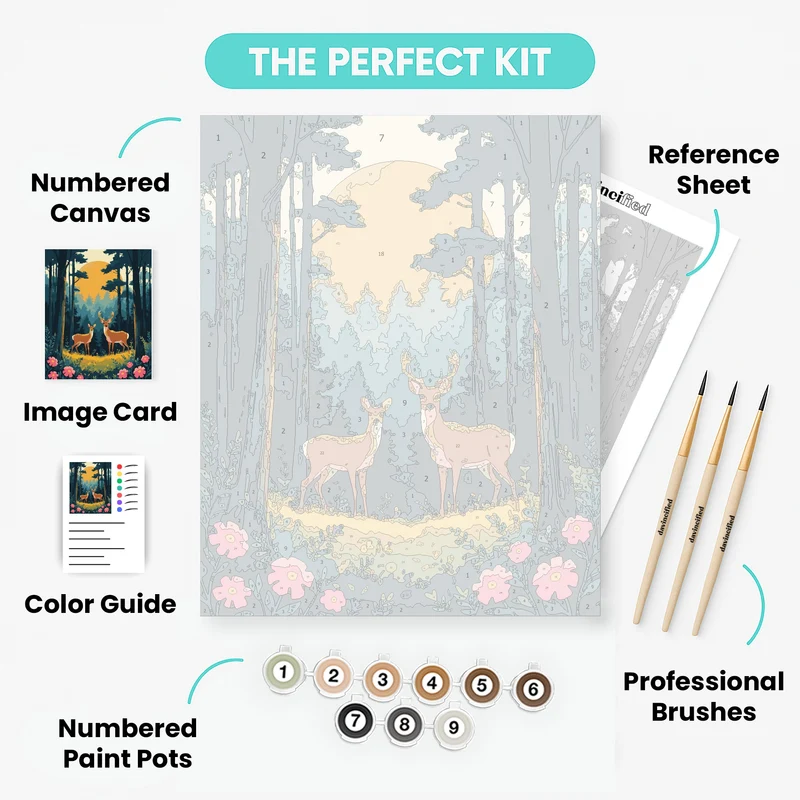Forest Deer at Sunset - Paint by Numbers Kit
