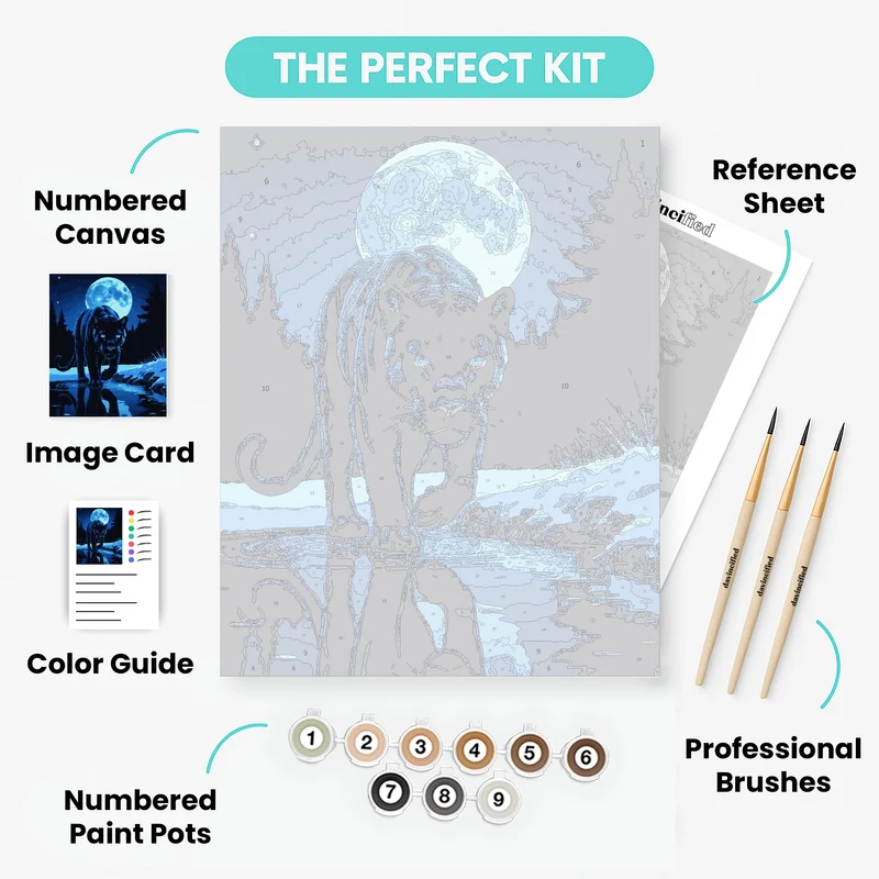Moonlit Black Panther - Paint by Numbers Kit