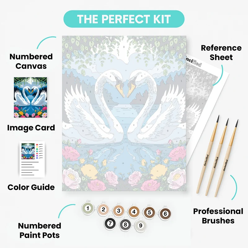 Two Swans in Love - Paint by Numbers Kit