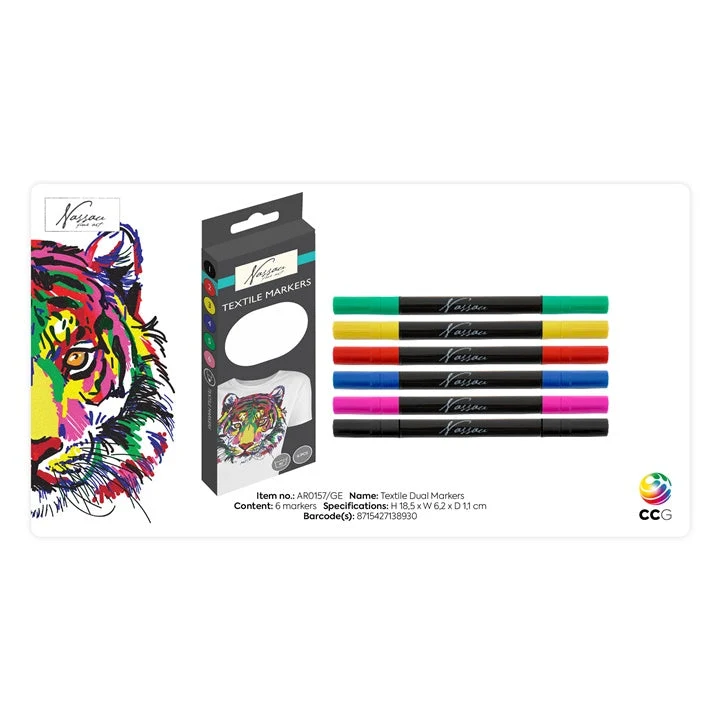 Nassau Double-Sided Fabric Markers, Set of 6
