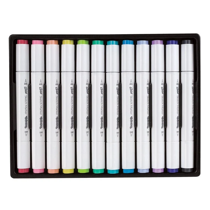 Colorino Artist Double-Ended Pastel Sketch Markers, Set of 12