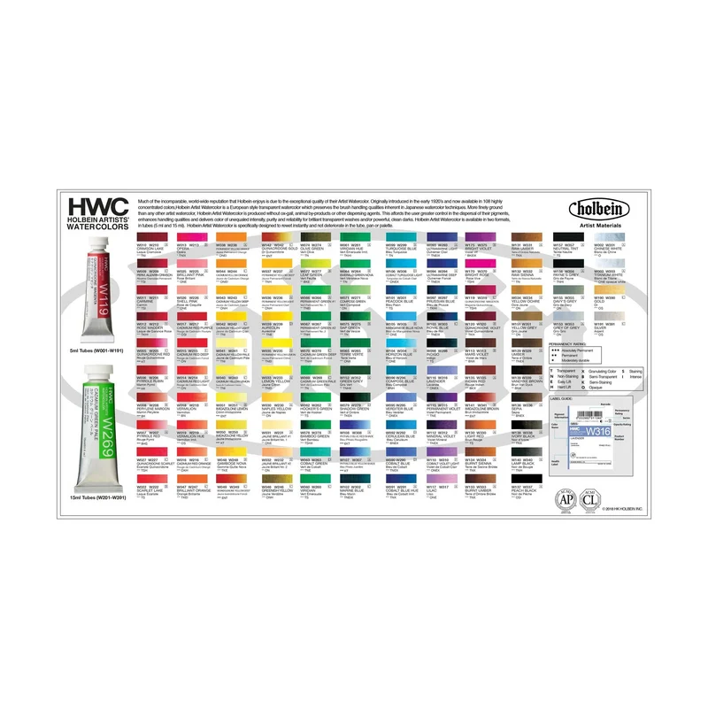 Holbein Artists Professional Watercolor Paints, 15 ml, Gold and Silver