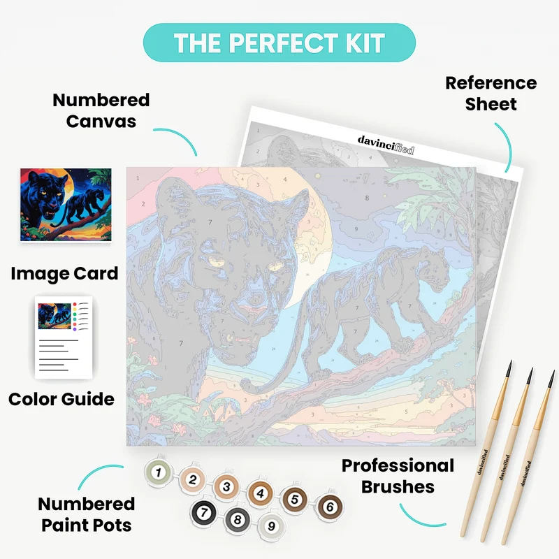 Moonlit Panthers in Paradise - Paint by Numbers Kit