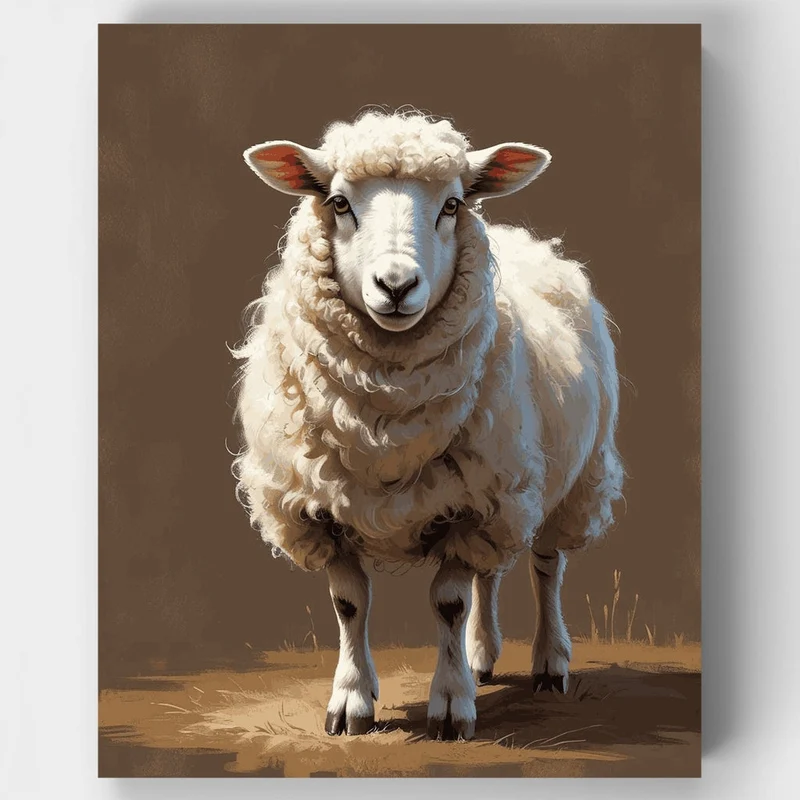 Fluffy Sheep Portrait - Paint by Numbers Kit