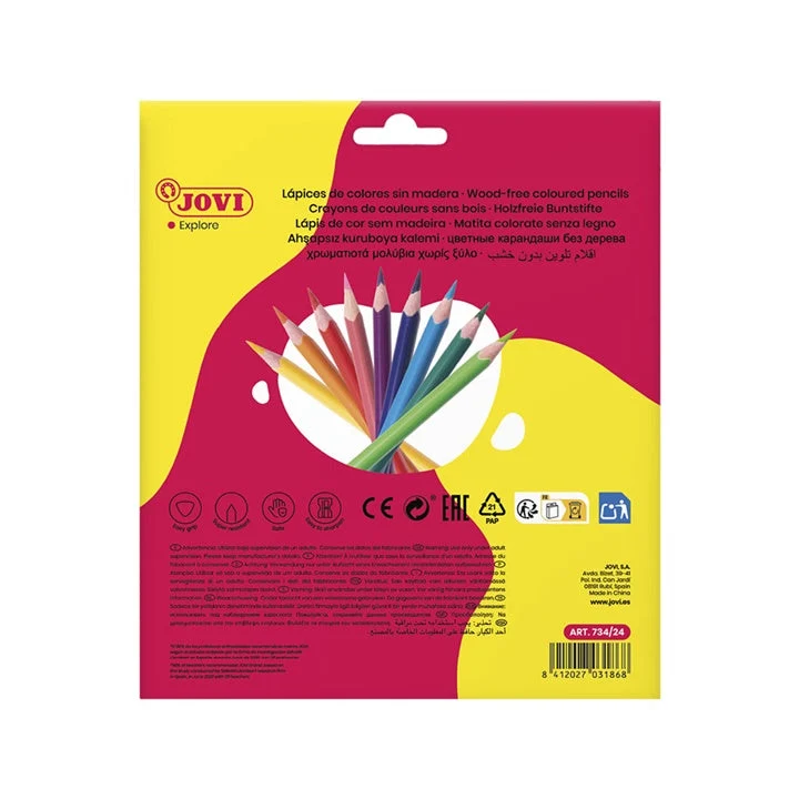 JOVI Triangular Woodless Colored Pencils, Set of 24