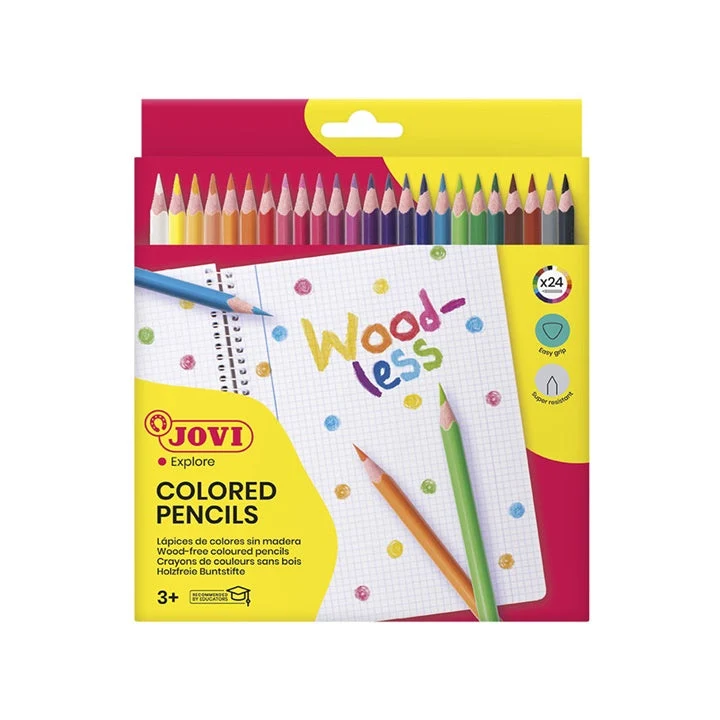 JOVI Triangular Woodless Colored Pencils, Set of 24
