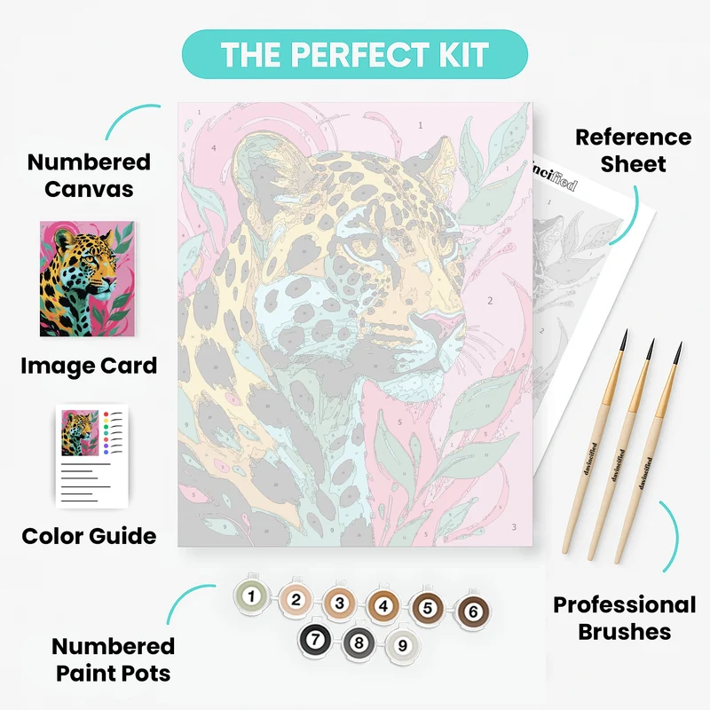 Vibrant Leopard in Jungle Paradise - Paint by Numbers Kit