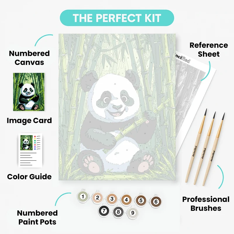 Adorable Panda in Bamboo Forest - Paint by Numbers Kit