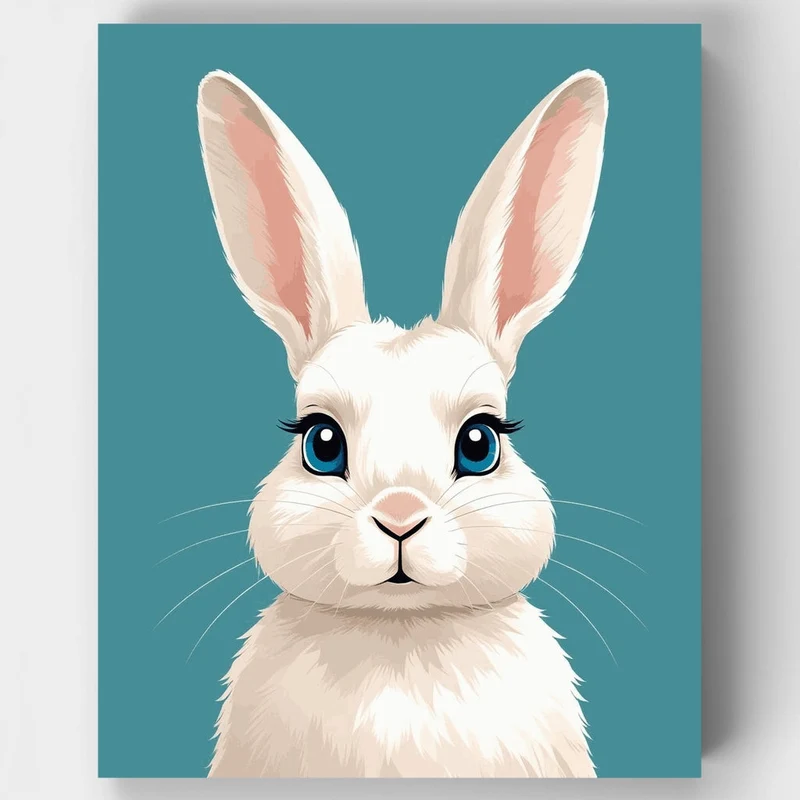 Adorable White Rabbit Portrait - Paint by Numbers Kit