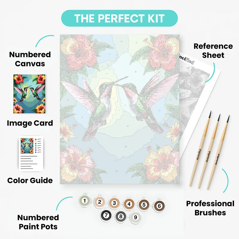 Hummingbirds and Hibiscus Flowers - Paint by Numbers Kit