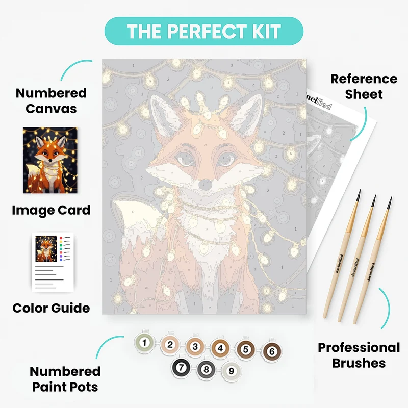 Festive Fox with String Lights - Paint by Numbers Kit