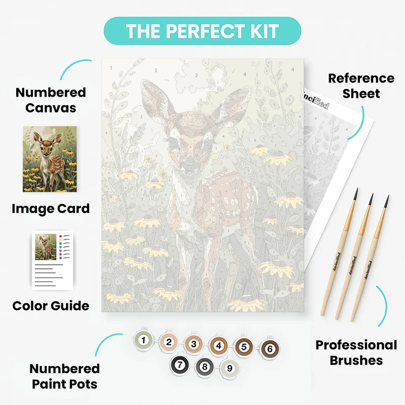 Baby Deer in Wildflower Meadow - Paint by Numbers Kit