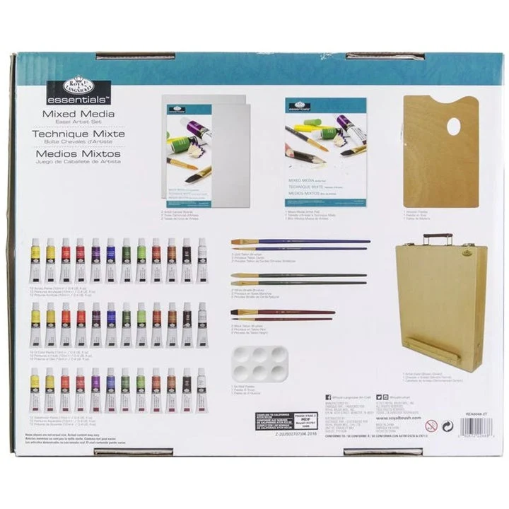 Mixed Media Art Set in Wooden Case, Set of 48