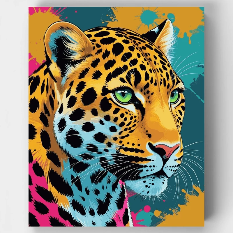 Colorful Pop Art Jaguar Portrait - Paint by Numbers Kit