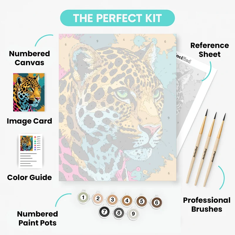 Colorful Pop Art Jaguar Portrait - Paint by Numbers Kit