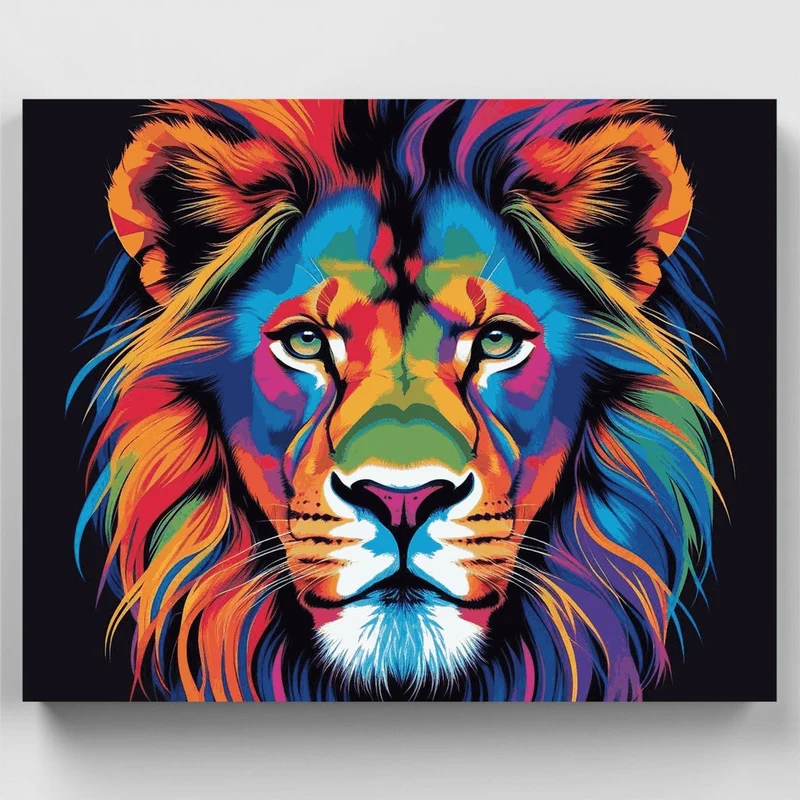 Majestic Rainbow Lion Portrait - Paint by Numbers Kit