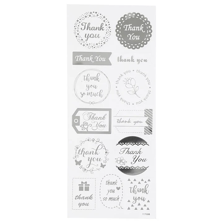 Thank You Silver Stickers