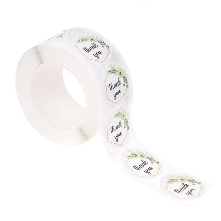 “Thank You” Stickers with Floral Motif – 500 pcs