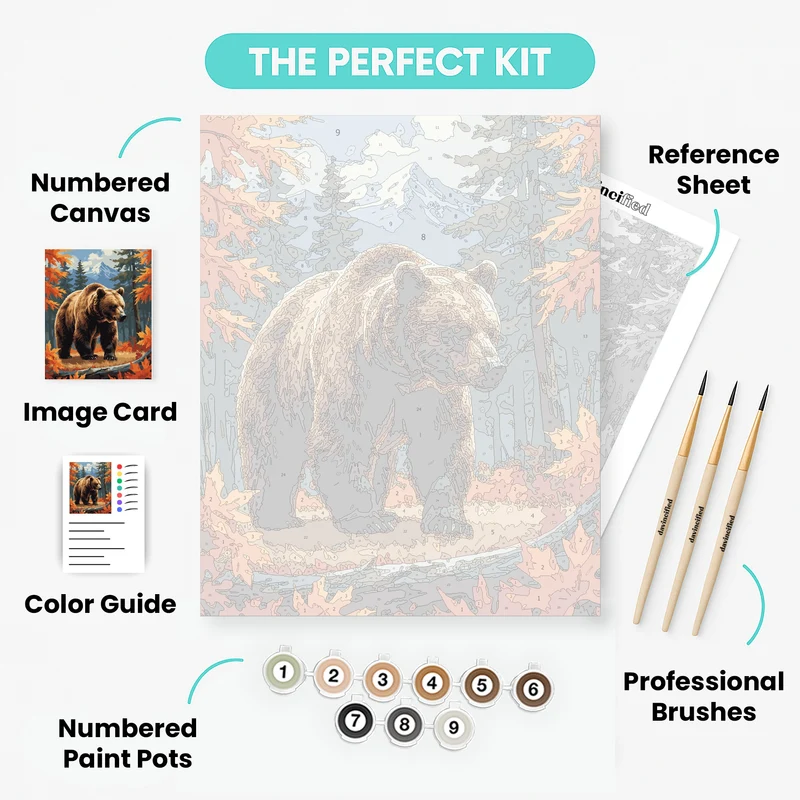 Majestic Bear in Autumn Forest - Paint by Numbers Kit