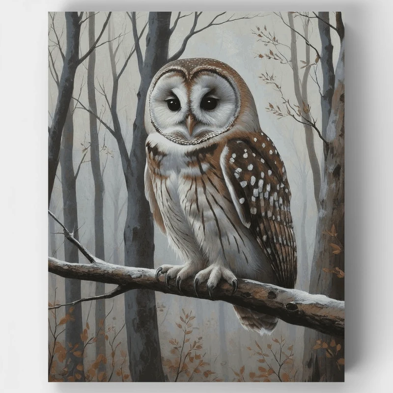 Barn Owl in Misty Forest - Paint by Numbers Kit