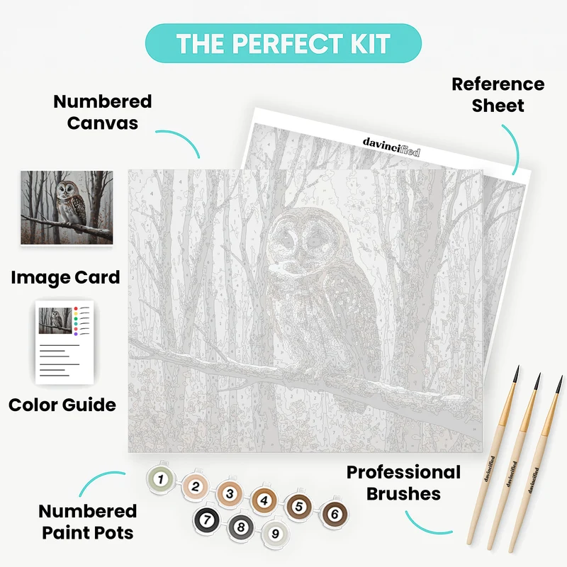 Barn Owl in Misty Forest - Paint by Numbers Kit