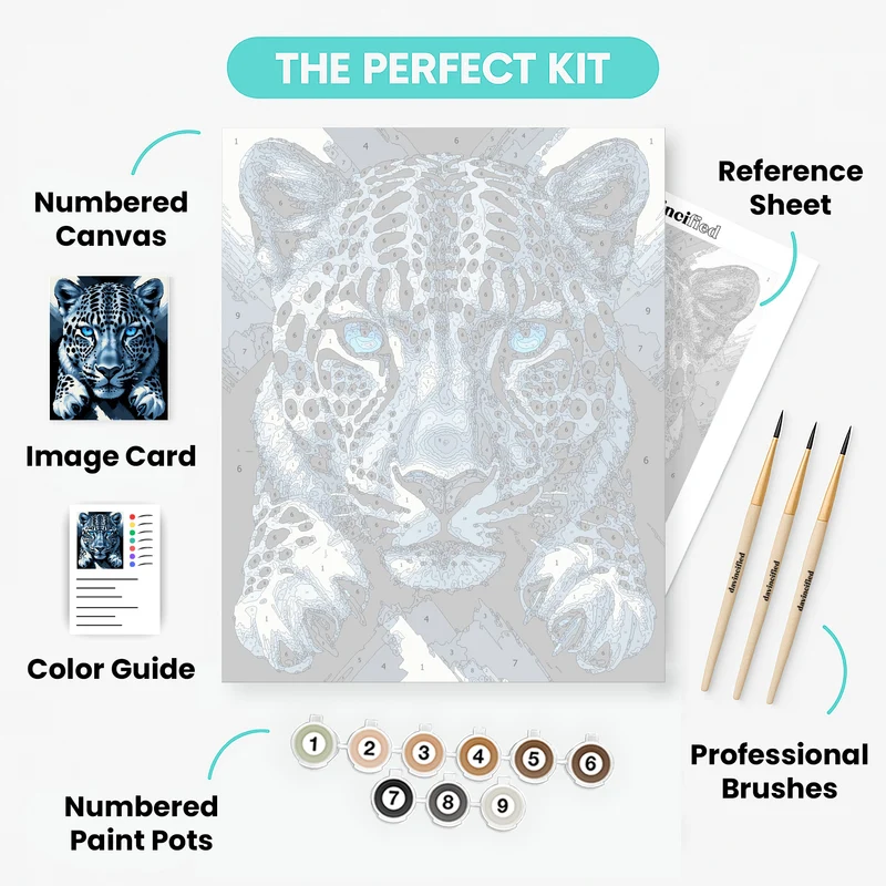 Blue Snow Leopard - Paint by Numbers Kit