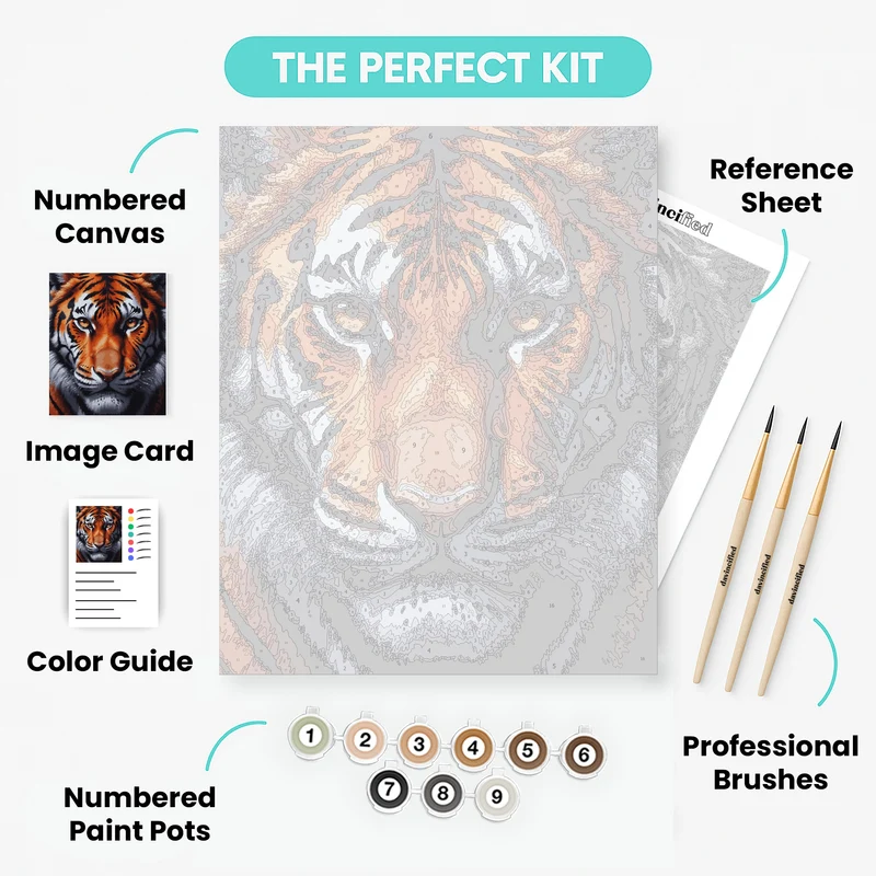 Intense Tiger Face Close-Up - Paint by Numbers Kit
