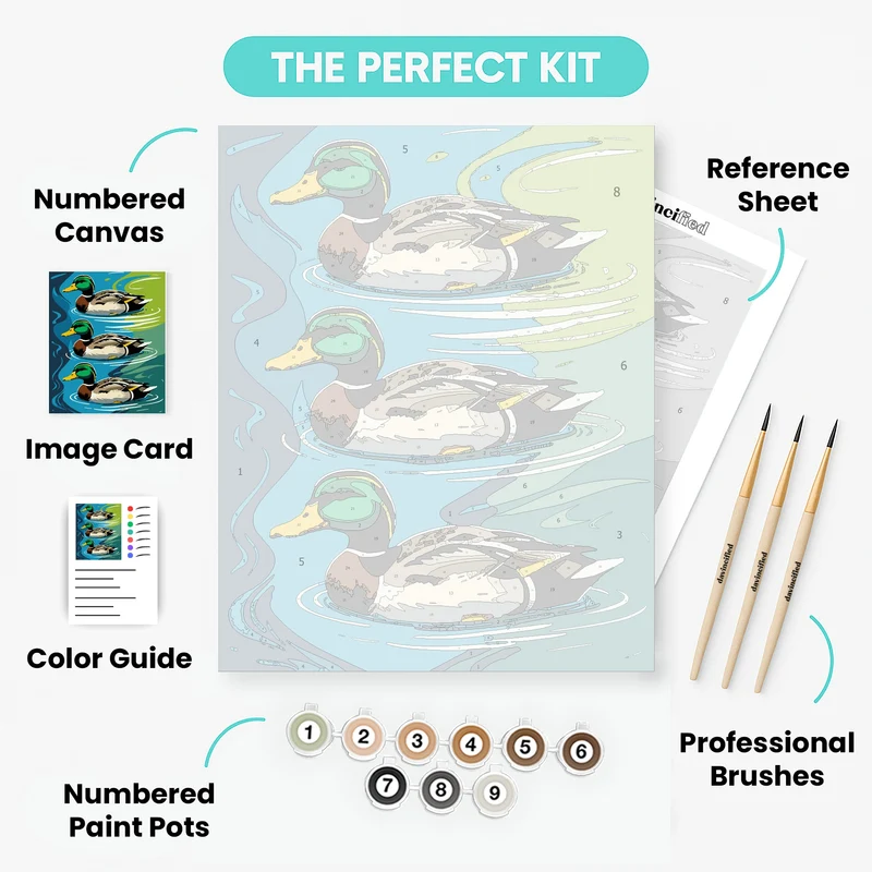 Mallard Ducks on Water - Paint by Numbers Kit