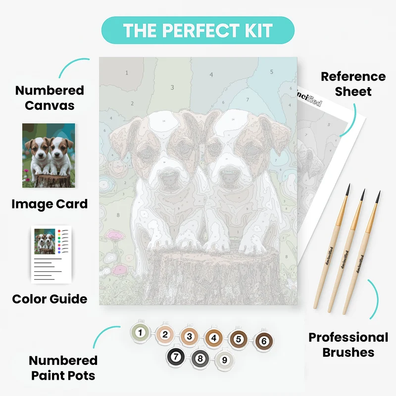 Two Jack Russell Puppies - Paint by Numbers Kit