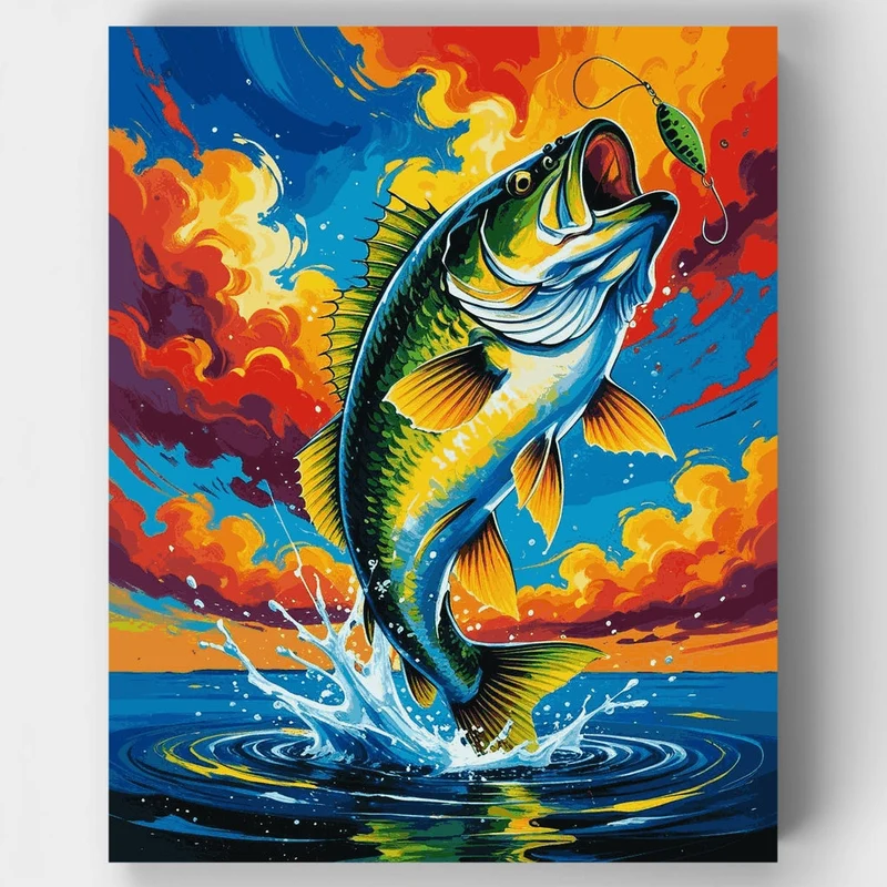 Bass Fishing Explosion - Paint by Numbers Kit