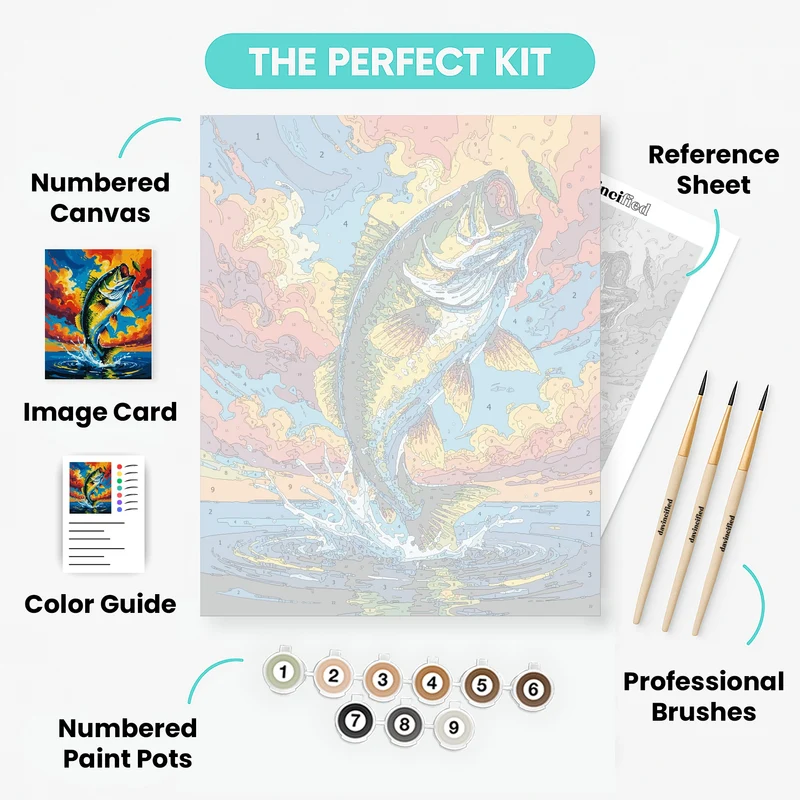 Bass Fishing Explosion - Paint by Numbers Kit