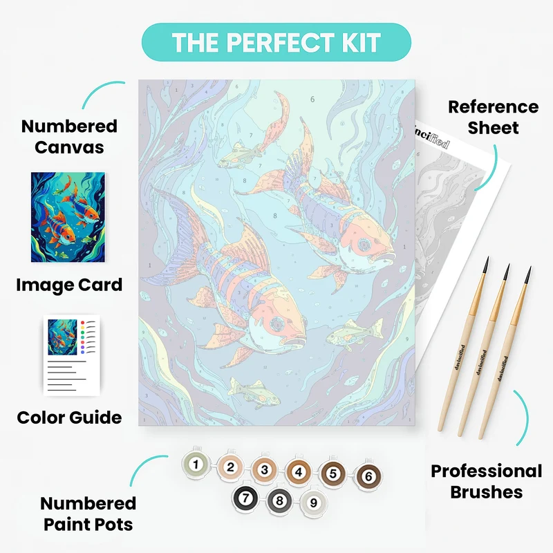 Vibrant Koi Fish Underwater Dance - Paint by Numbers Kit