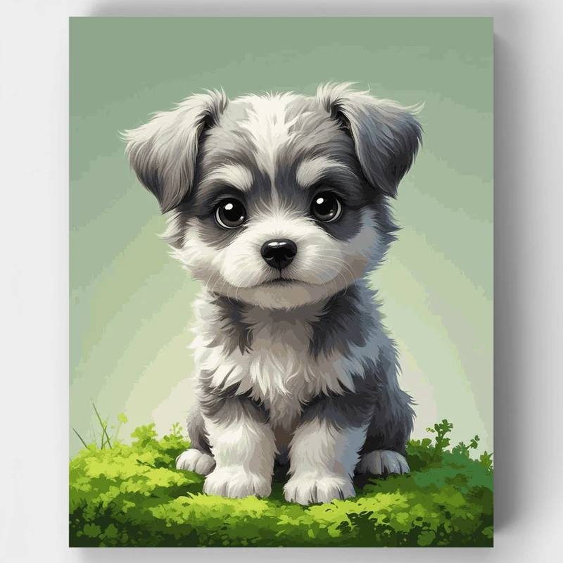 Adorable Schnauzer Puppy - Paint by Numbers Kit
