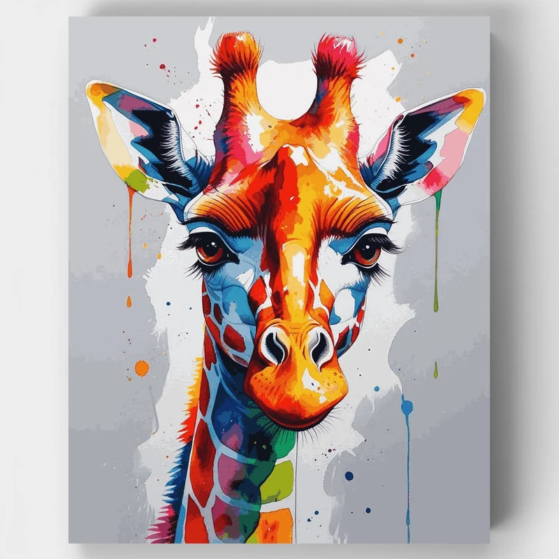 Vibrant Watercolor Giraffe - Paint by Numbers Kit