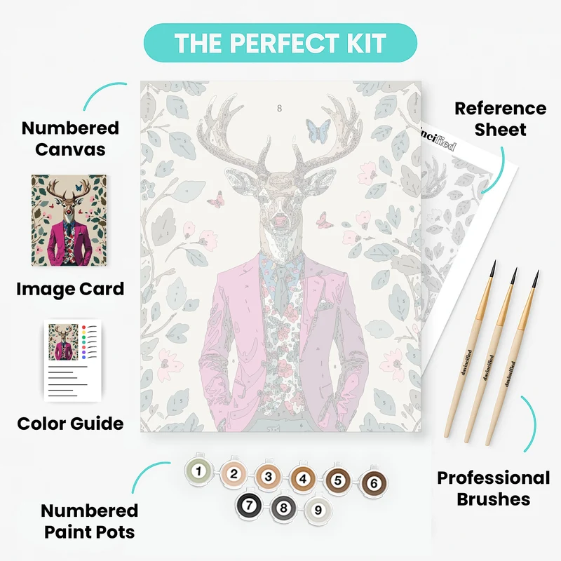 Dapper Deer in Magenta Suit - Paint by Numbers Kit
