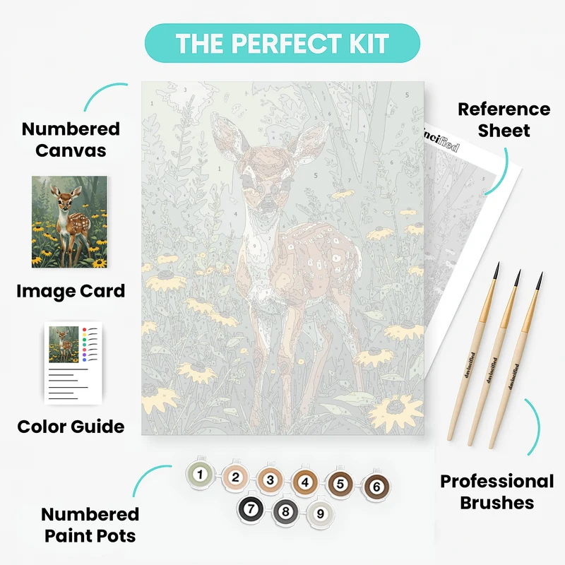 Spotted Fawn in Wildflower Meadow - Paint by Numbers Kit