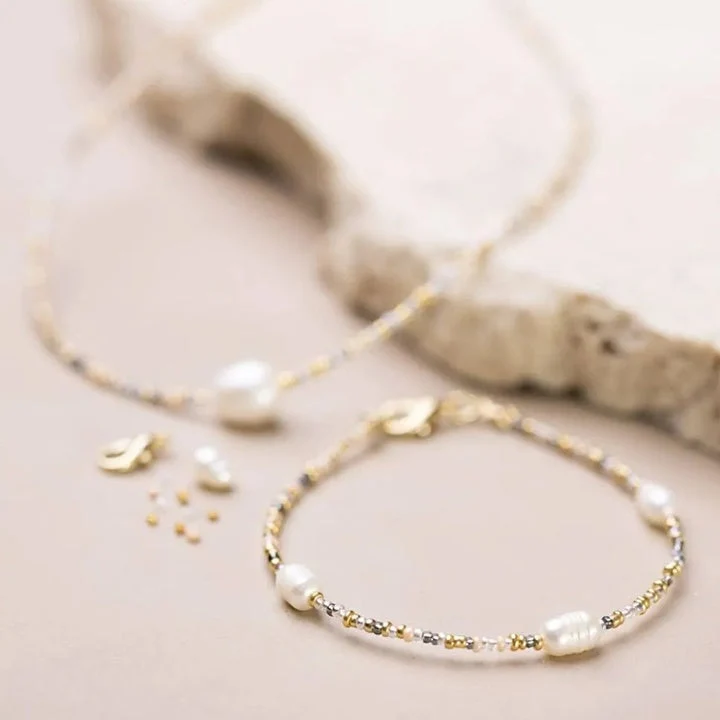 Mini Set for Making a Bracelet and Necklace with Pearls
