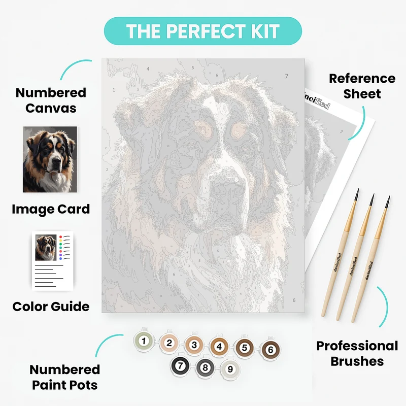 Majestic Bernese Mountain Dog Portrait - Paint by Numbers Kit
